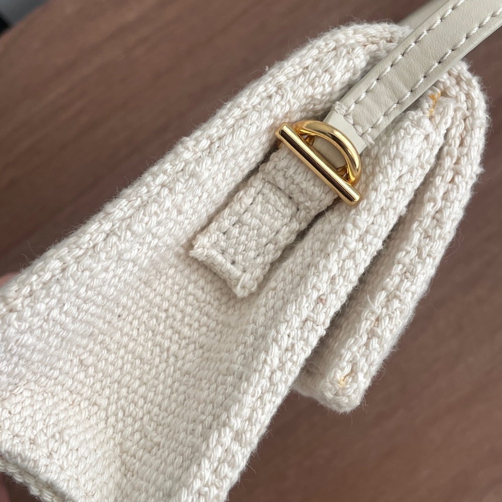 Jacquemus Woven Le Bambino Long Flap Bag- ivory - Picture 12 of 15